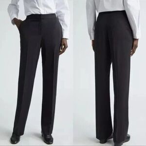 Lafayette148 Irving Black Trouser Pants Wool Front Pleat Minimalist Women 14 NEW